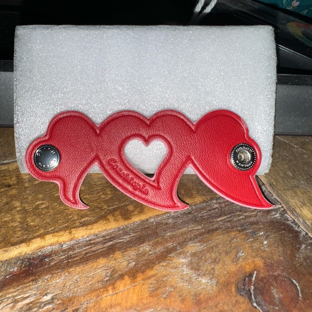 Red Heart-Shaped Leather cord holder